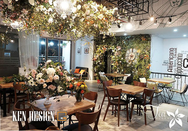 Thiết kế quán cafe ngập hoa lãng mạn như truyện ngôn tình